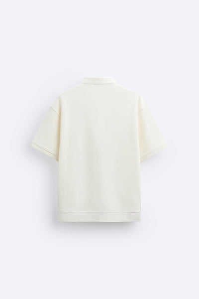 Kurzärmeliges Poloshirt in Cremeweiß – Minimalistisch und Bequem