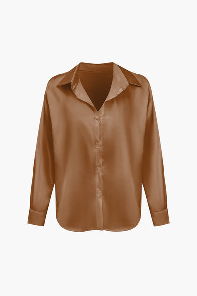 Florentine | Elegante Langarm-Bluse aus seidigem Satin