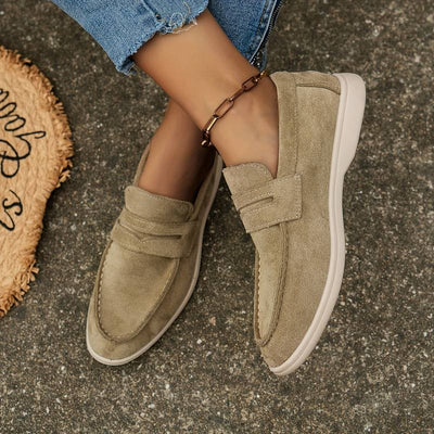 Casual Loafer in Dunkelblauer und Beiger Veloursleder-Optik