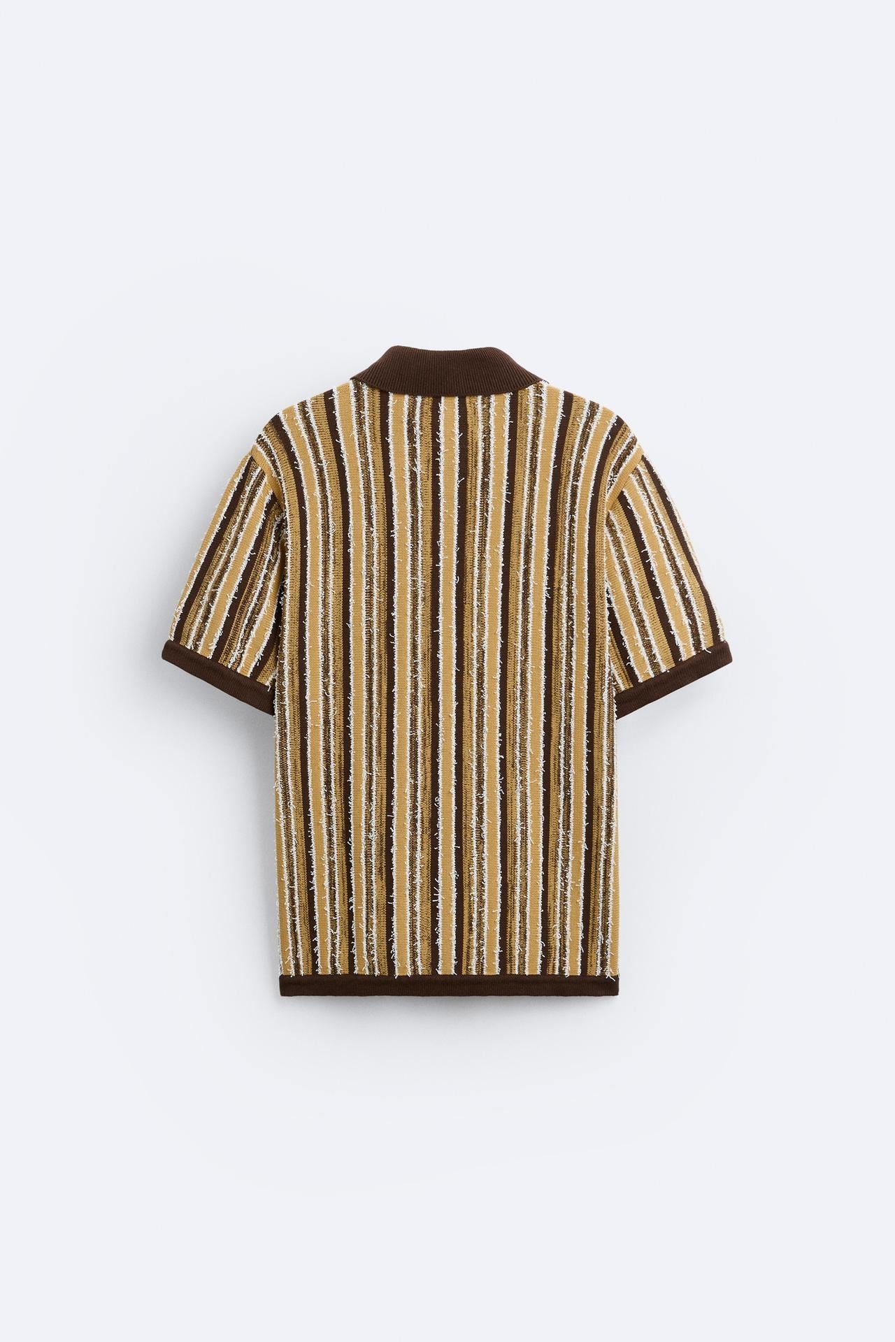 Retro Strick-Poloshirt mit Streifenmuster