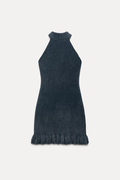 Lola | Strick-Minikleid mit Perlen und Gerüschtem Saum