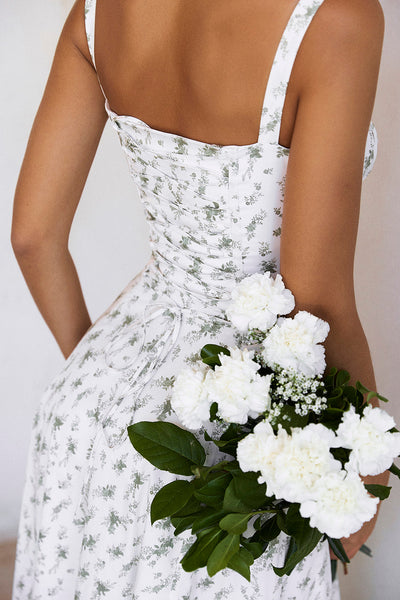 Hannah | Pastellgrün Taillenformendes Midikleid