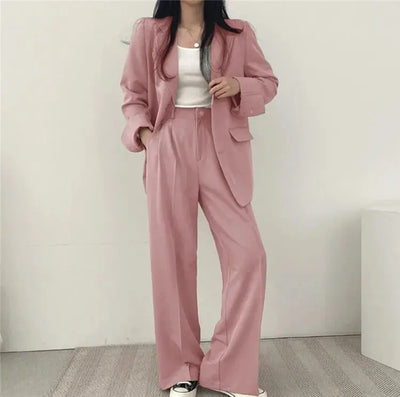 Athena | Einfarbiges Blazer- und gerade geschnittenes Hosen-Set für Damen Zendoo.de