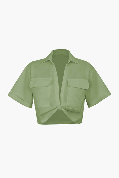 Janice | Stylisches Kurzarm Crop Shirt mit kragen