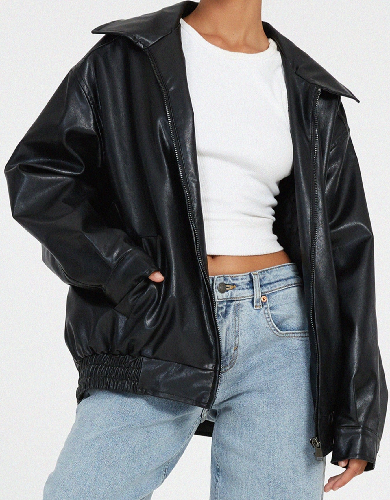 Sophia | Oversized PU-Lederjacke Damen – Modischer Look, Hochwertiges Kunstleder