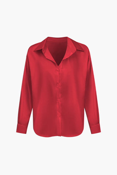 Florentine | Elegante Langarm-Bluse aus seidigem Satin