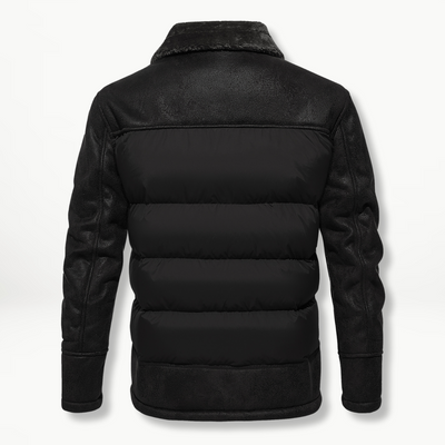 Flemming | Herren Winterjacke mit Kunstleder und Fellkragen