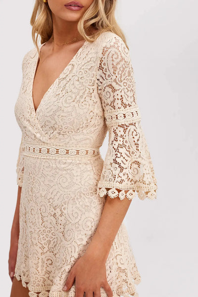 Elina | Offwhite Spitzenkleid Zendoo.de