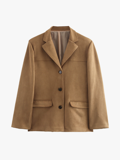 Miranda | Klassischer Blazer aus Wildlederimitat in Braun