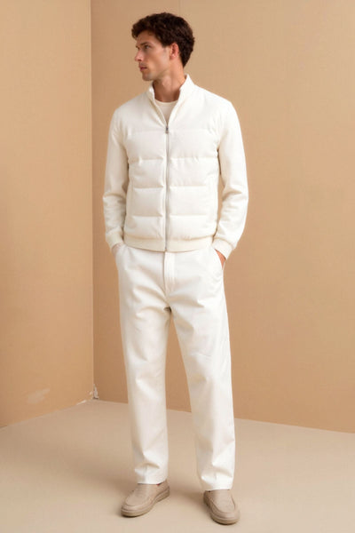 Luca – Moderne Herren-Steppjacke in Cremeweiß und Grau