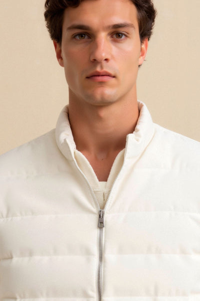 Luca – Moderne Herren-Steppjacke in Cremeweiß und Grau