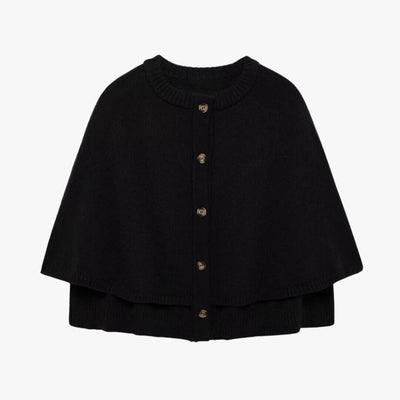 Chloë | Strick-Cape mit Knöpfen und Gestuftem Saum