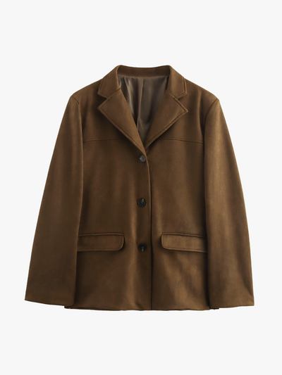 Miranda | Klassischer Blazer aus Wildlederimitat in Braun
