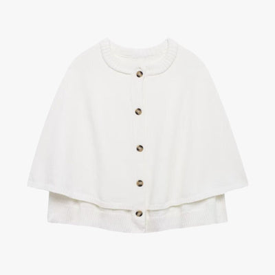 Chloë | Strick-Cape mit Knöpfen und Gestuftem Saum