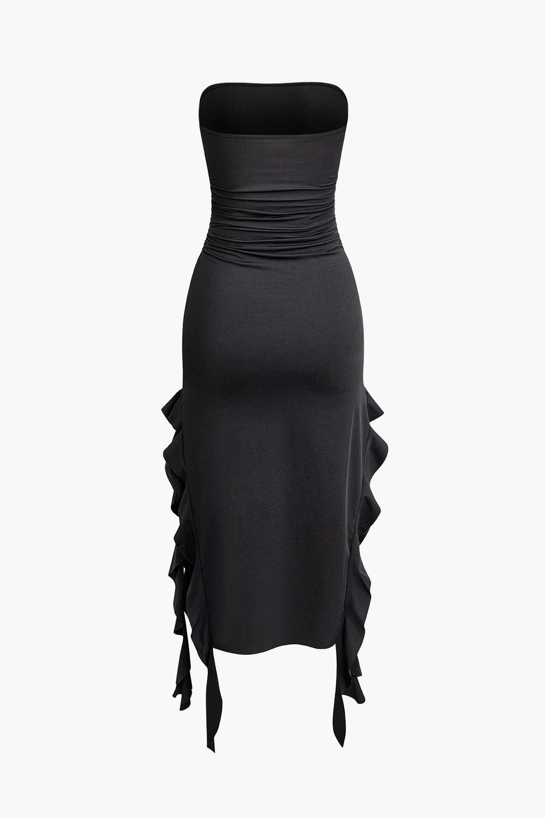 Sofia | Elegantes Bandeau-Maxikleid mit Volant-Details – Zeitlose Raffinesse