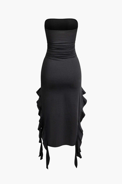 Sofia | Elegantes Bandeau-Maxikleid mit Volant-Details – Zeitlose Raffinesse