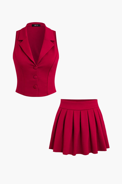Zoey | Elegantes Zweiteiler-Set mit Weste & Faltenrock