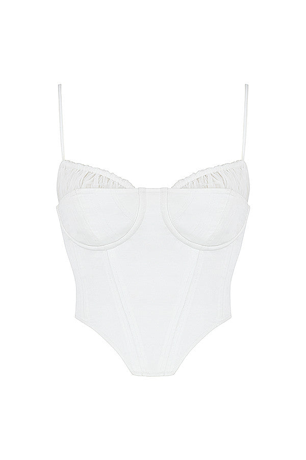 Eliza | Schickes Weißes Bustier-Top mit Dünnen Trägern