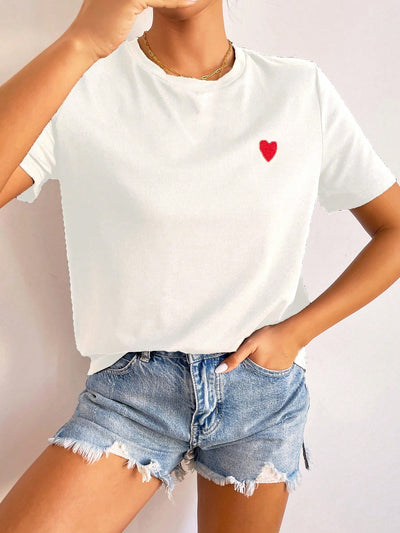 Basic Damen T-Shirt mit Herz-Detail – Minimalistisch, Casual & Kombinationsstark