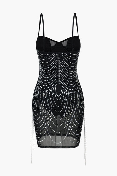 Celeste | Strassverziertes Mesh-Minikleid – Glitzernder Glamour für unvergessliche Nächte