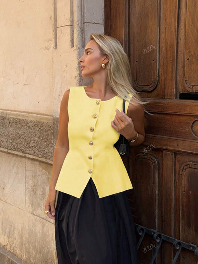 Ärmelloses Tailor-Weste mit Knöpfen – Feminin, Edel & Vielseitig