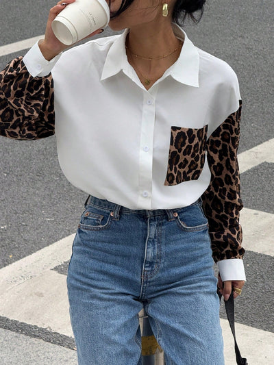 Gestreifte Damenbluse mit Leo-Details – Auffällig, Lässig & Streetstyle-ready