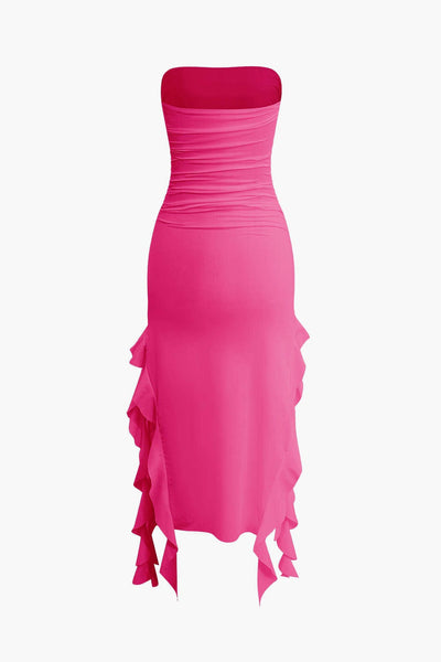Sofia | Elegantes Bandeau-Maxikleid mit Volant-Details – Zeitlose Raffinesse