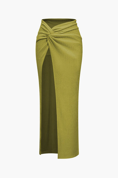 Nadine | Eleganter Twisted-Skirt-Zweiteiler mit Crop-Top