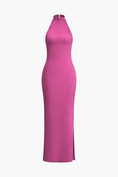 Luisa | Glitzerndes rückenfreies Neckholder-Abendkleid - glamouröse Verführung