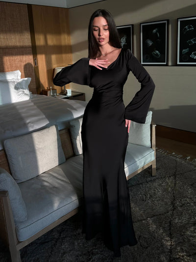 Sophie | Langärmliges Maxikleid – Fließender Schnitt für Eleganz und Komfort Zendoo.de
