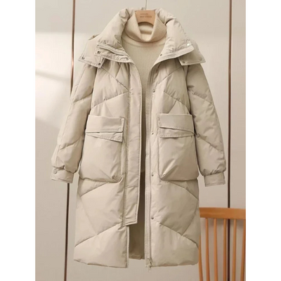 Elfriede | Stylische graue leichte Pufferjacke mit Umlegekragen für Frauen