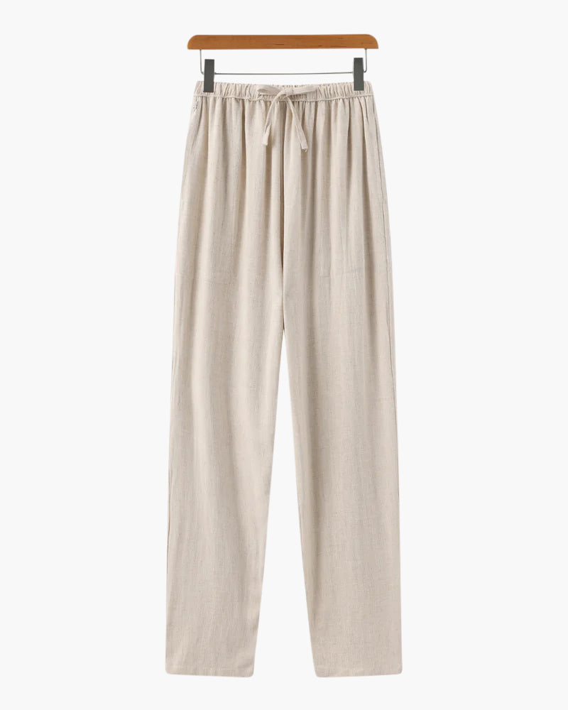 Adrian | Leichte Slim Fit Herren Sommer Leinenhose mit Kordelzug
