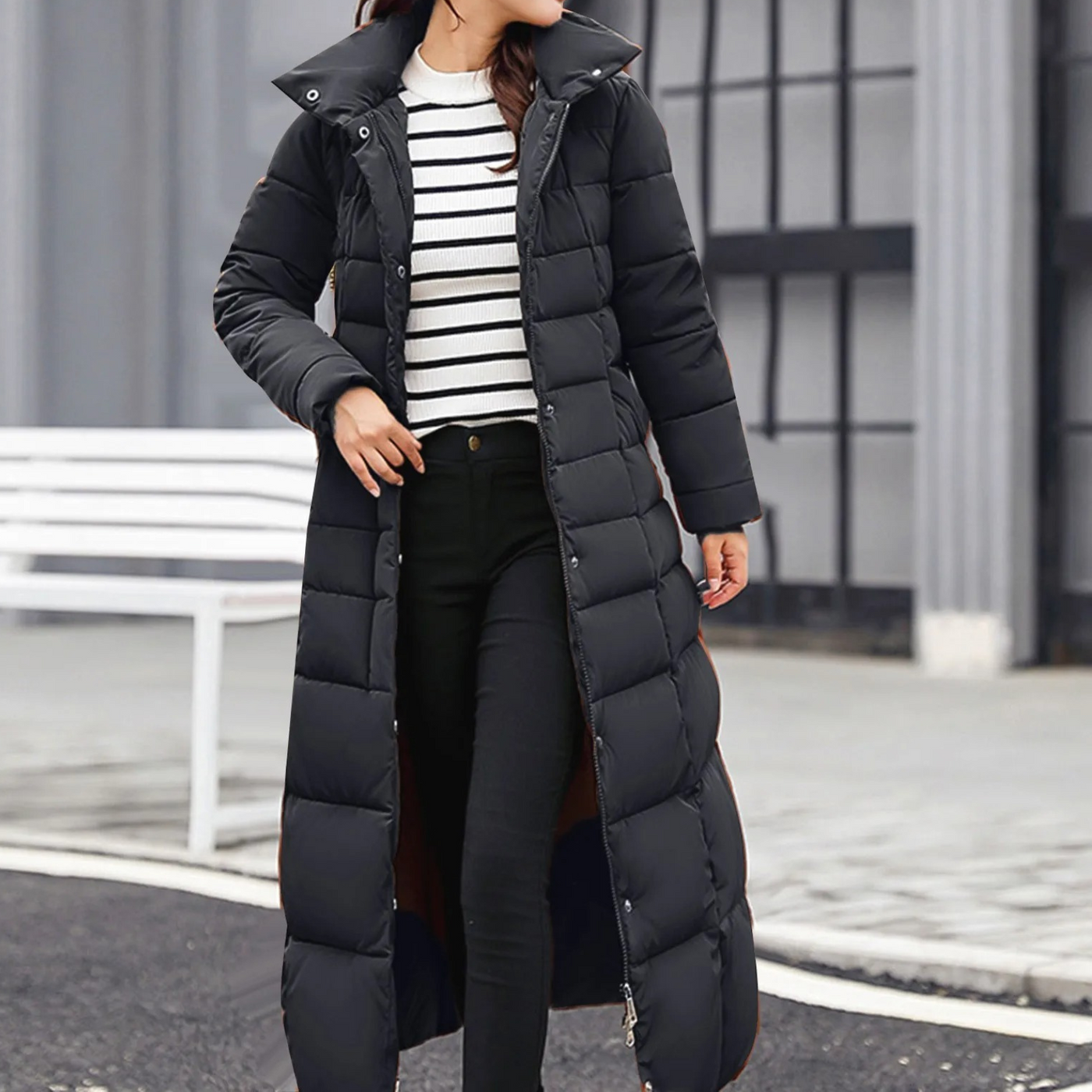 Emilia | Elegante Pufferjacke mit Umlegekragen und Knopf für Damen