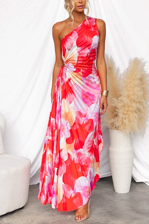 Liselotte | Elegantes One-Shoulder-Blumenkleid – Farbenfroher Chic für besondere Anlässe