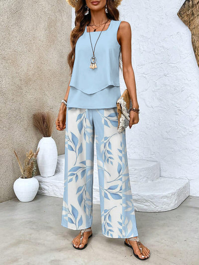 Zweiteiler-Set mit ärmellosem Top & weiter Hose – Sommerlook