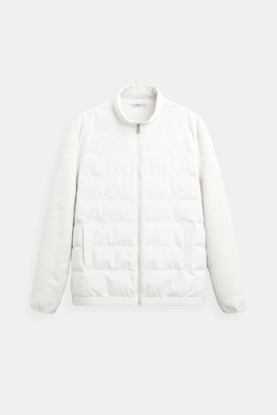 Luca – Moderne Herren-Steppjacke in Cremeweiß und Grau