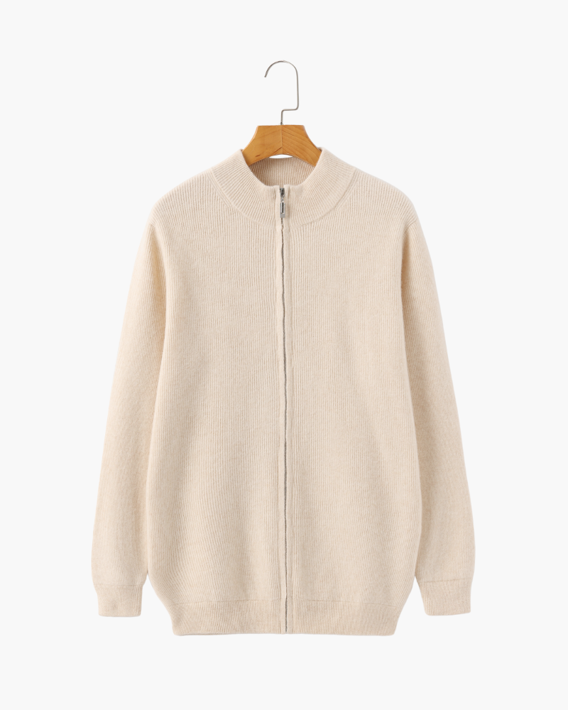 Wesley | Rippenstrick Reißverschluss Kaschmir Strickjacke für Männer