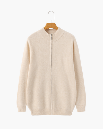 Wesley | Rippenstrick Reißverschluss Kaschmir Strickjacke für Männer