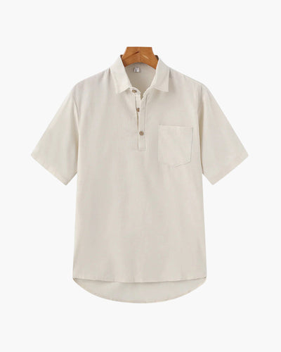 Thiago | Sommer Herren Poloshirt aus Leinen mit Brusttasche