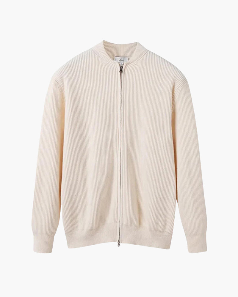 Bennett | Stehkragen Herren Rippstrick Reißverschluss Strickjacke