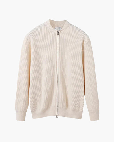 Bennett | Stehkragen Herren Rippstrick Reißverschluss Strickjacke