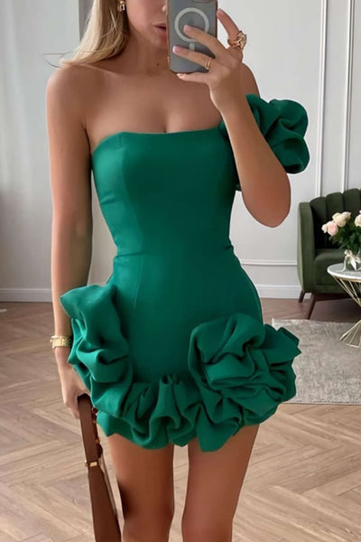 Valeria | One-Shoulder Bodycon Rüschenkleid – Elegante Raffinesse mit verspieltem Touch