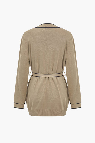 Athena | Elegantes Strick-Set mit Gürtel-Cardigan & Weitbein-Hose