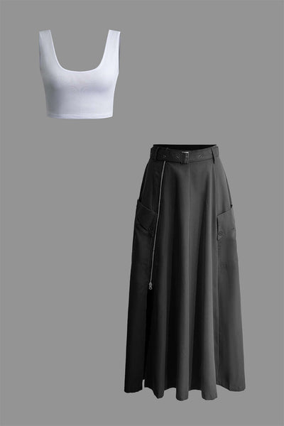 Asteria | Stilvolles Zweiteiler-Set mit Crop-Top & Maxirock