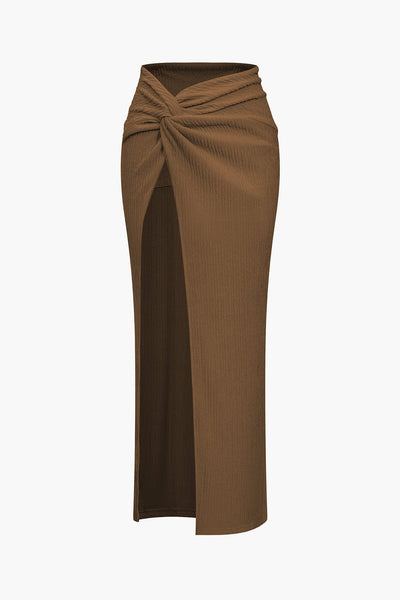 Nadine | Eleganter Twisted-Skirt-Zweiteiler mit Crop-Top