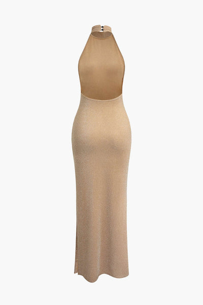 Luisa | Glitzerndes rückenfreies Neckholder-Abendkleid - glamouröse Verführung