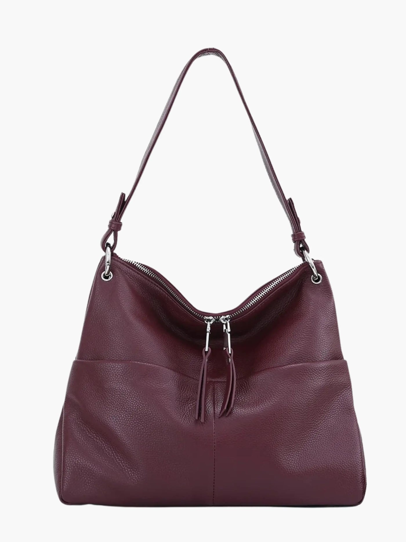 Hannelore| Hobo-Tasche aus weichem Leder mit Zipper-Verschluss