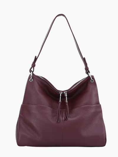 Hannelore| Hobo-Tasche aus weichem Leder mit Zipper-Verschluss