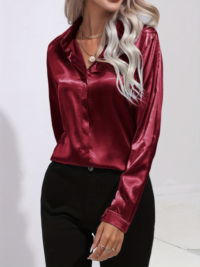 Irene | Elegantes Satin-Hemd mit langen Ärmeln für Damen