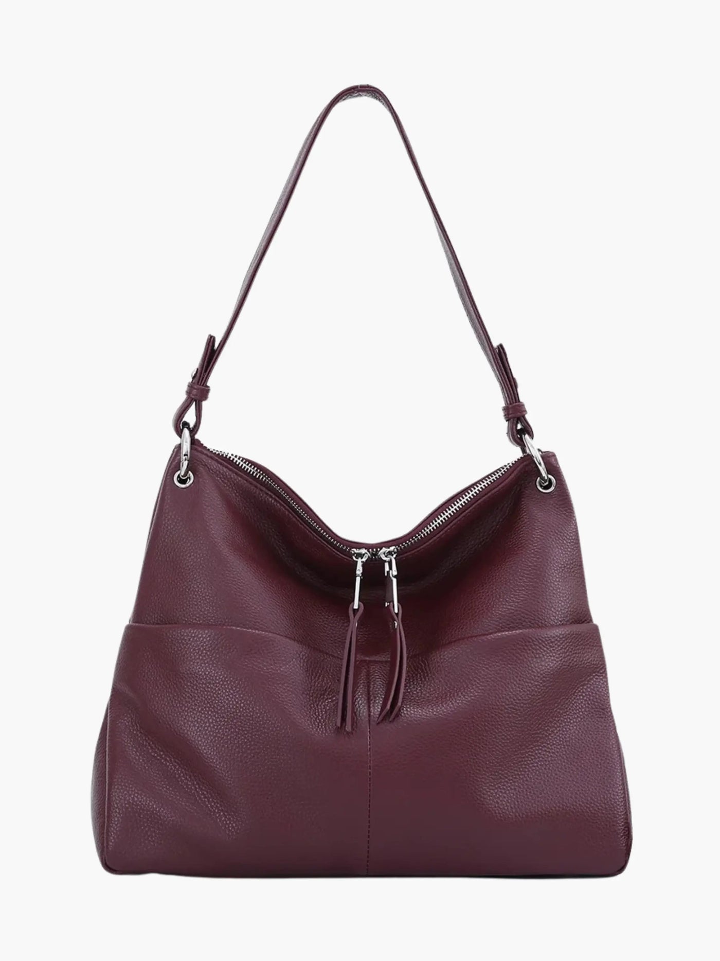Hannelore| Hobo-Tasche aus weichem Leder mit Zipper-Verschluss